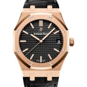 오데마피게 로얄오크 Selfwinding 41mm 15500OR.OO.D002CR.01 Rose Gold Black Leather Black Dial[APS]