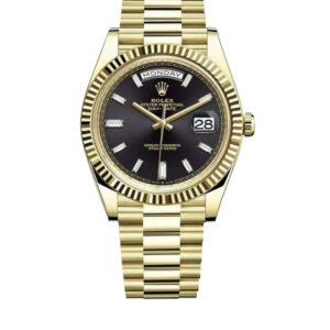 롤렉스 데이데이트 40mm Counterweight 228238-0004 Full Yellow Gold Diamond Baguette Black Dial[ARF]