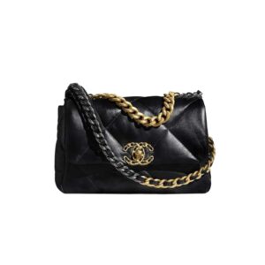 [프리미엄/해외배송]샤넬 19백 스몰 플랩 백(블랙/금장/램스킨)