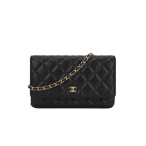 [프리미엄/해외배송]샤넬 WOC 클래식 체인 지갑(블랙/금장/램스킨)