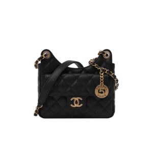 [프리미엄/해외배송]샤넬 넘버5 팬던트 호보백 스몰(블랙/금장/캐비어)