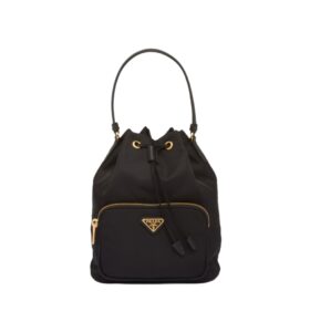 [프리미엄/해외배송]프라다 듀엣 리나일론 버킷백(블랙/금장)