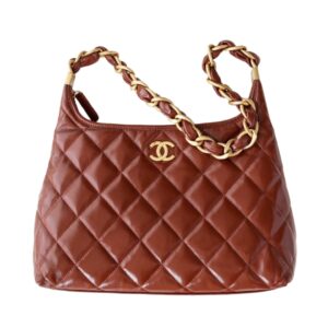 [프리미엄/해외배송]샤넬 빅체인 빈티지 라지 호보백(브라운/금장/램스킨)