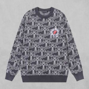 [국내배송]크롬하츠 X 롤링스톤 자수 로고 세메터리 울 자카드 니트 풀오버