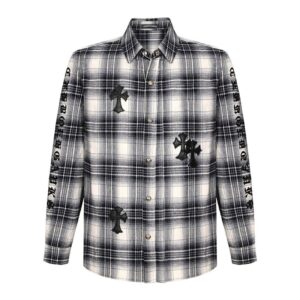 [국내배송]크롬하츠 크로스 세메터리 레더 패치 체크 셔츠