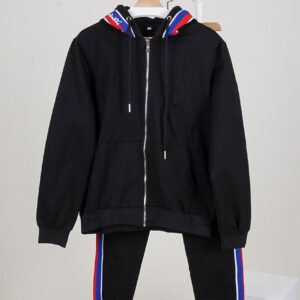 [국내배송]몽클레어 남성 로고 패치 코튼 스웨트 후드 집업 & 로고 패치 트랙 조거 팬츠 셋