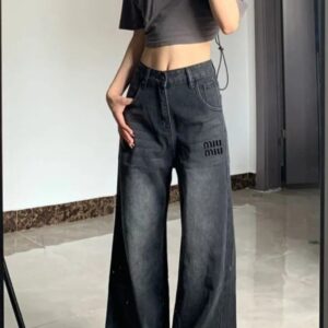 [국내배송]미우미우 자수 블랙 청바지