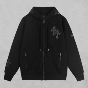 [국내배송]크롬하츠 크리플 크로스 레더 패치 풀집업 기모 후드 자켓