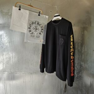 [국내배송]크롬하츠 넥 스크롤 로고 와플 써멀 티셔츠