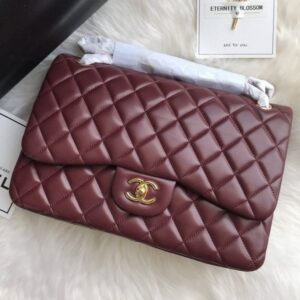 [국내배송]샤넬 클래식 플랩백 램스킨 버건디 금장 라지 A58600